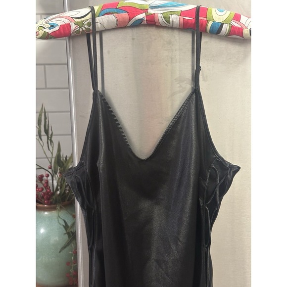 Victoria's Secret Other - Victoria's Secret Pink Tag Dress/Nightie Black SzM Lace Up Sides Adjust Straps